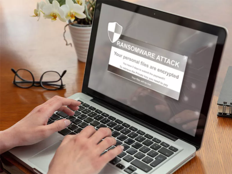screen with ransomware message to illustrate the need for cybersecurity for small businesses