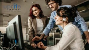 Co-managed IT team supporting Texas SMB operations in a modern office